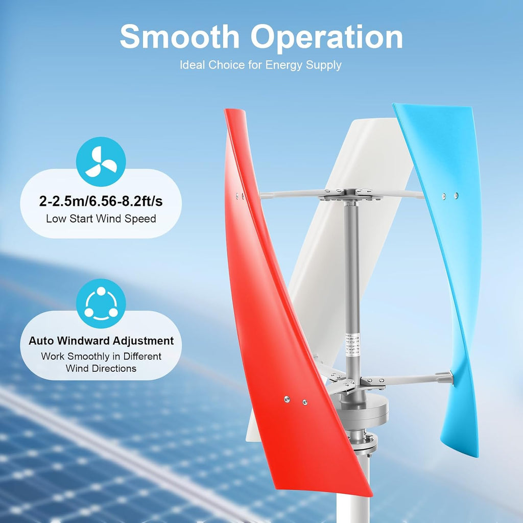 400W Wind Turbine Generator Kit, 12V Vertical Helix Wind Power System with Controller, 3 Blades, for Marine, RV, Home, Outdoor Energy, Garden, Hybrid Solar Wind System, Portable, for DIY Users