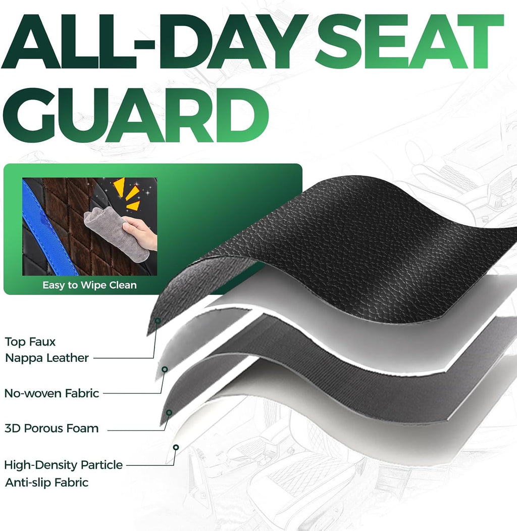 for Honda HRV Seat Covers 2016-2018 EX EX-L & 2016-2022 LX, Custom Fit Car Seat Cover Full Set, Luxury Leather HR-V Seat Protectors, Waterproof SUV Cushions Accessories, Black with Blue Trim