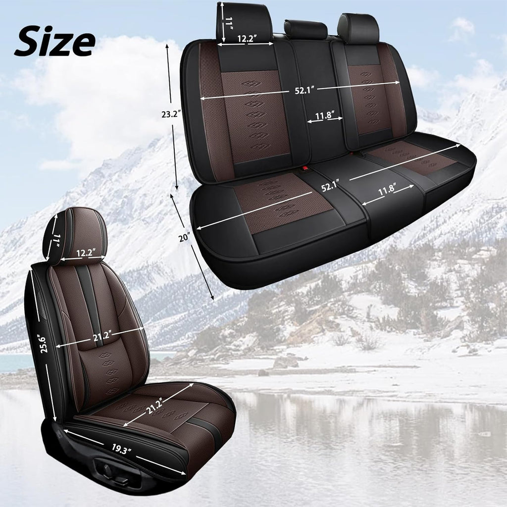 Leather Seat Covers for Jaguar XJ8 2000-2008,Premium Car Seat Covers Full Set,Waterproof Car Seat Protectors with Airbag,Comfort Interior Cover Seats for Cars(Black+Brown)