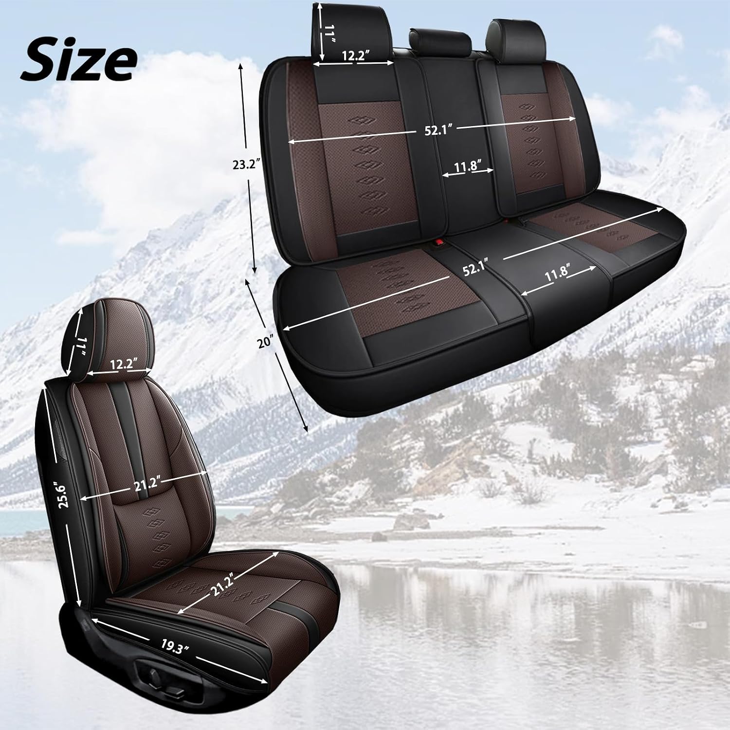 Leather Seat Covers for Jaguar XJ8 2000-2008,Premium Car Seat Covers Full Set,Waterproof Car Seat Protectors with Airbag,Comfort Interior Cover Seats for Cars(Black+Brown)