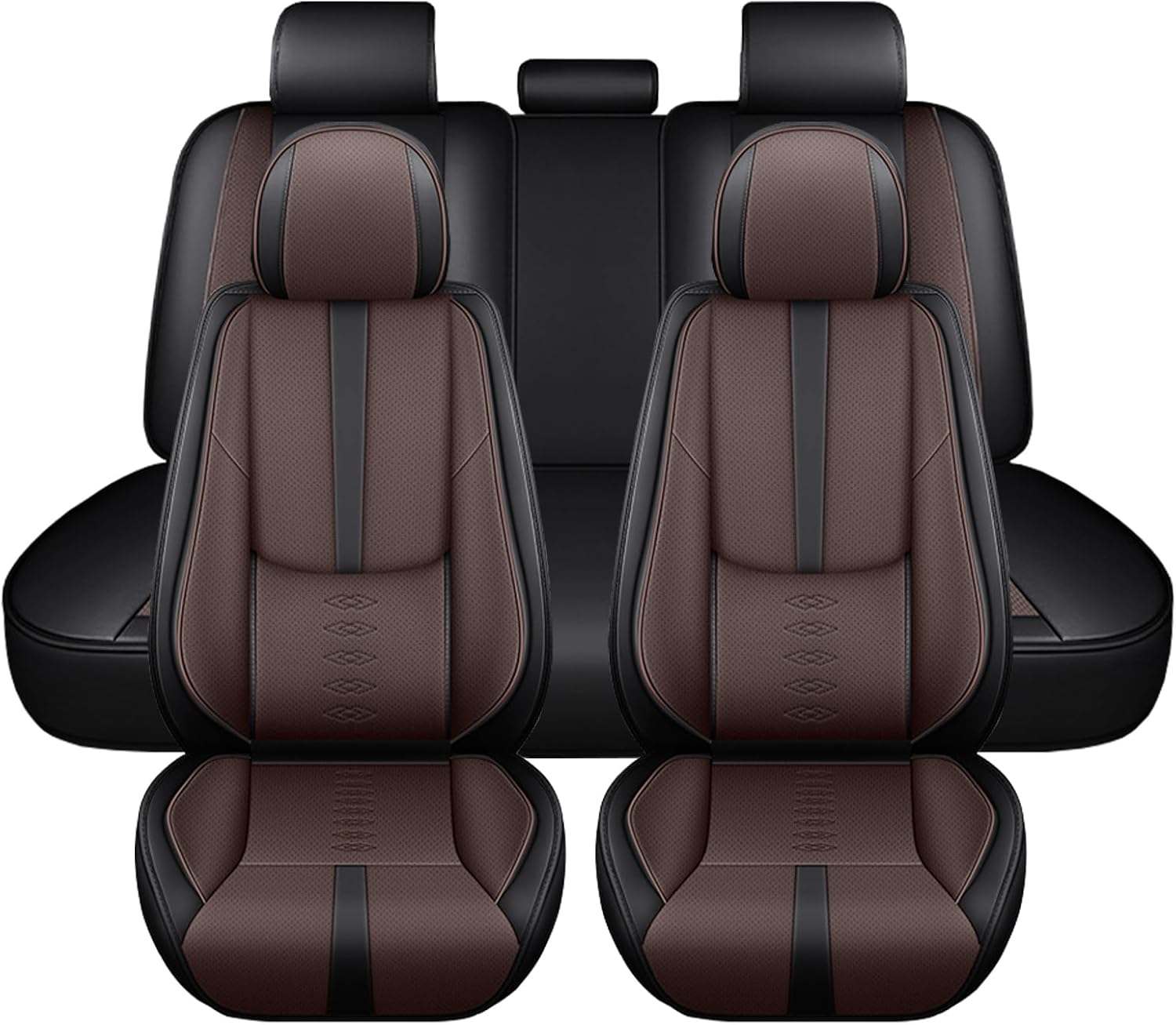 Leather Seat Covers for Jaguar XJ8 2000-2008,Premium Car Seat Covers Full Set,Waterproof Car Seat Protectors with Airbag,Comfort Interior Cover Seats for Cars(Black+Brown)