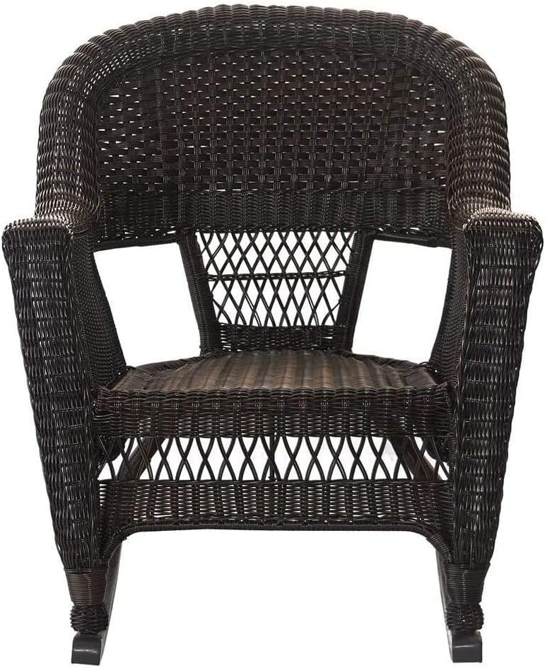 Jeco Rocker Wicker Chair with Cushion, Set of 2, Black