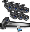 ZOSI H.265+ 1080p 16 Channel Security Camera System with AI Human Vehicle Detect, 16CH DVR with 2TB HDD and 8 x 2MP Weatherproof Surveillance CCTV Bullet Camera Outdoor, Night Vision, Remote Access