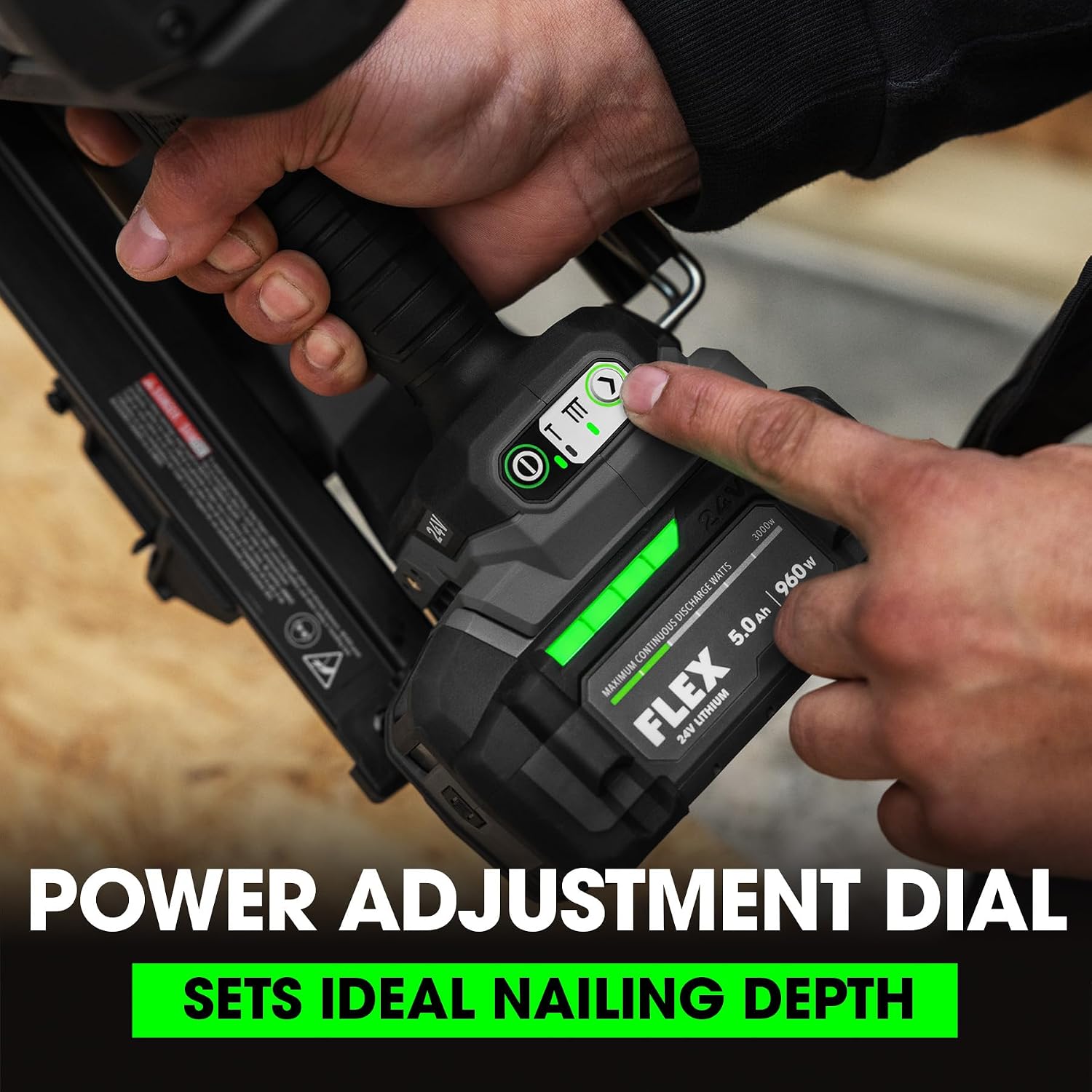 FLEX 24V Brushless 30° Framing Nailer Kit, Zero Ramp-up Time, 3 Nails/Sec, Ideal for Framing, Sheathing and Decking, w/ 5.0Ah Lithium Battery & 160W Fast Charger - FX4351B-1C