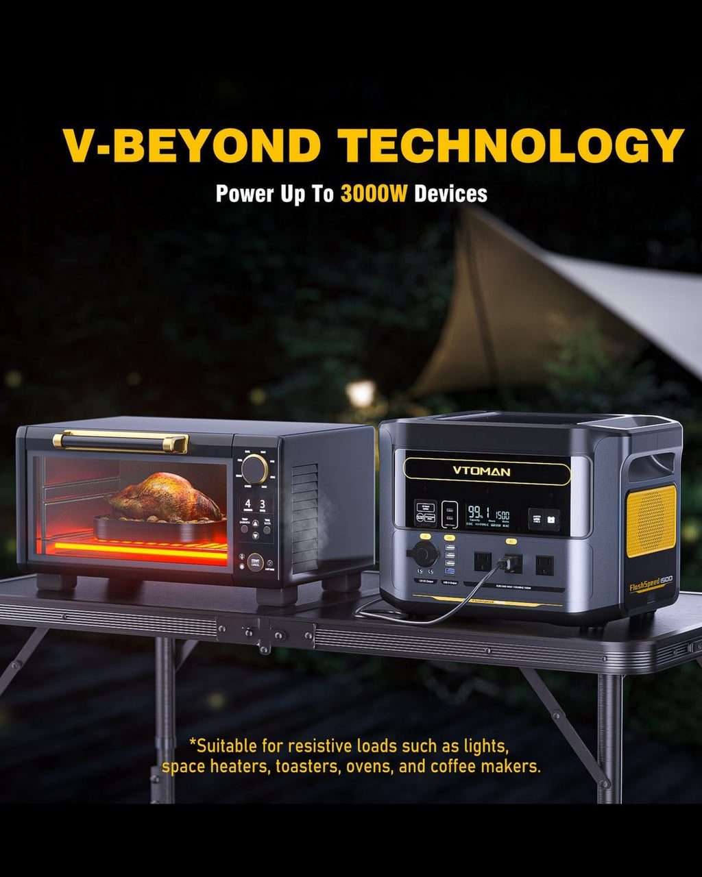 VTOMAN FlashSpeed 1500 Portable Power Station 1548Wh - Recharge 0-100% within 1H, LiFePO4 Battery Powered Solar Generator with 110V/1500W AC Output/Input, 100W USB Port for Camping, Emergency