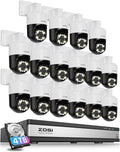 ZOSI 16CH 4K 8MP PoE Security Camera System with AI Face Person Vehicle Detection, 16 x 5MP 3K Outdoor Auto Tracking PT PoE IP Camera with 5X Digital Zoom, 2-Way Audio, 4TB HDD for 24/7 Recording