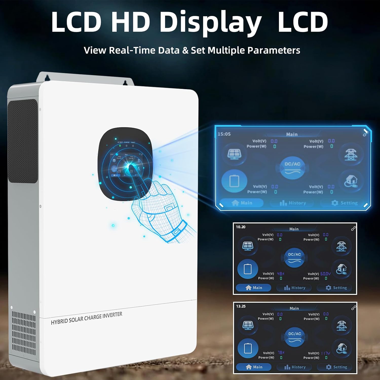 POWLAND 10000W Grid-Tied Hybrid Solar Inverter with WiFi | Battery-Free Design | 48V DC to 120V/240V AC Split Phase | Built-in 250A MPPT | Works with 48V LiFePO4/Lead Acid Batteries, UL1741