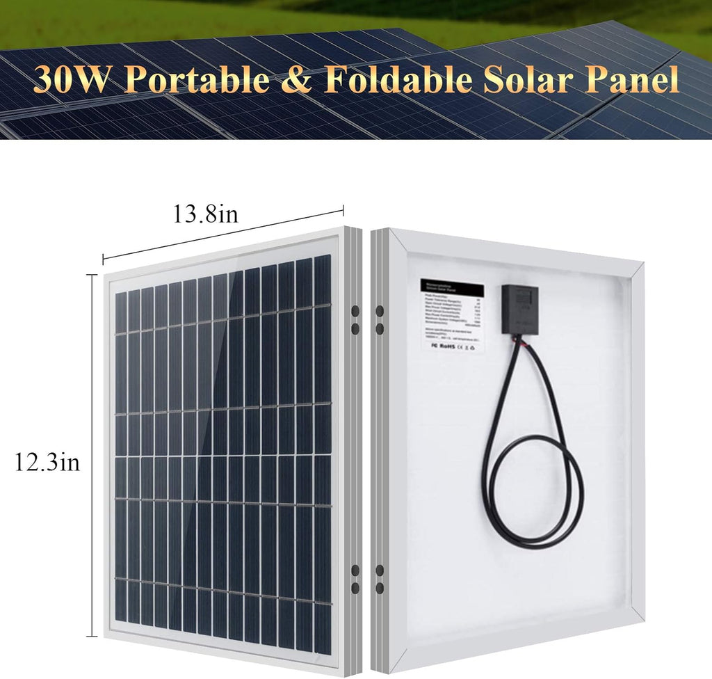 Solar Lights for Inside, 4 Bulbs Solar Shed Lights with On Off Switch, 30W Solar Panel Kit 115WH Backup Battery with Phone Charger, AC to DC Adapter, Home Solar Power System Complete Kit