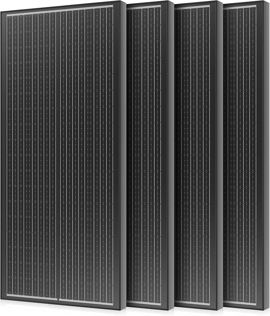 400 Watt Solar Panel, 25% High-Efficiency, 4PCS 100W Solar Panels, 18BB N-Type, Monocrystalline PV Modules, for RV, Marine, Rooftop, Farm and Off-Grid System
