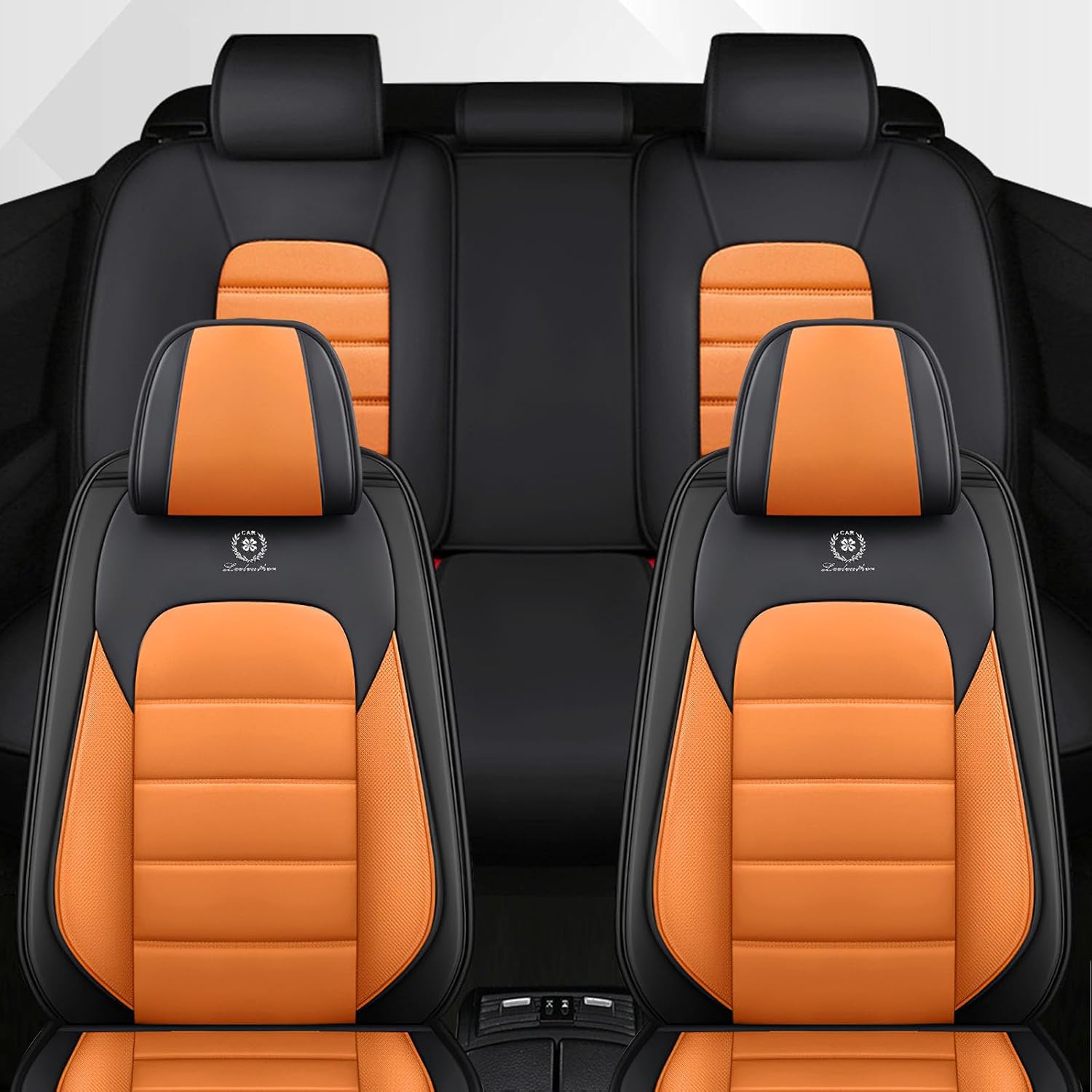 Car Seat Cover Fit for GMC Acadia 2007-2025,Compatible Airbag Non-Slip Waterproof Seat Cover,Car Seat Protector Premium Interior (Standard 5 Seats,Black Orange)