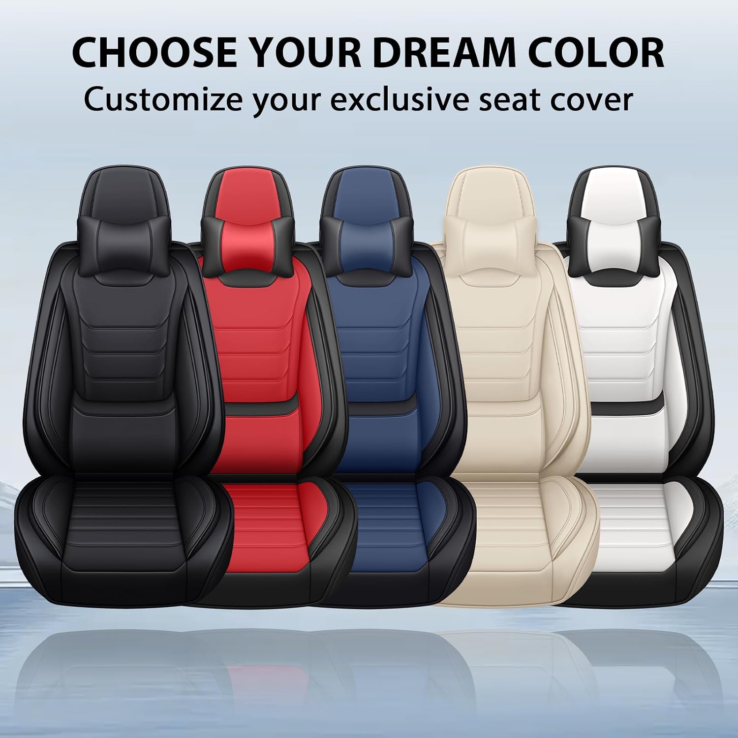Fit for Chevrolet Tahoe 2009-2025 Custom Seat Covers, PU Leather Car Seat Covers, Full Coverage Protection, Thick Cushioning Seat Protectors(Luxury Full Set/Beige)