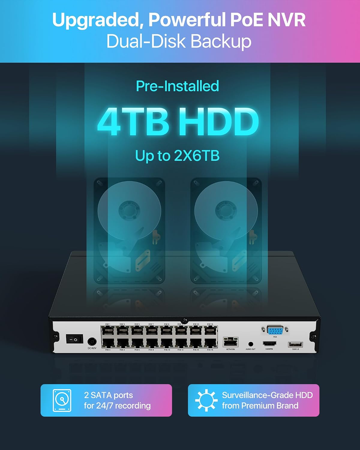 ZOSI 32CH 4K PoE Security Camera System,16pcs 8MP Dome Cameras,Person Vehicle Detection,Two-Way Talk,Spotlight Color Night Vision,16Port 32Channel NVR with 4TB HDD,24/7 Recording for Home/Business