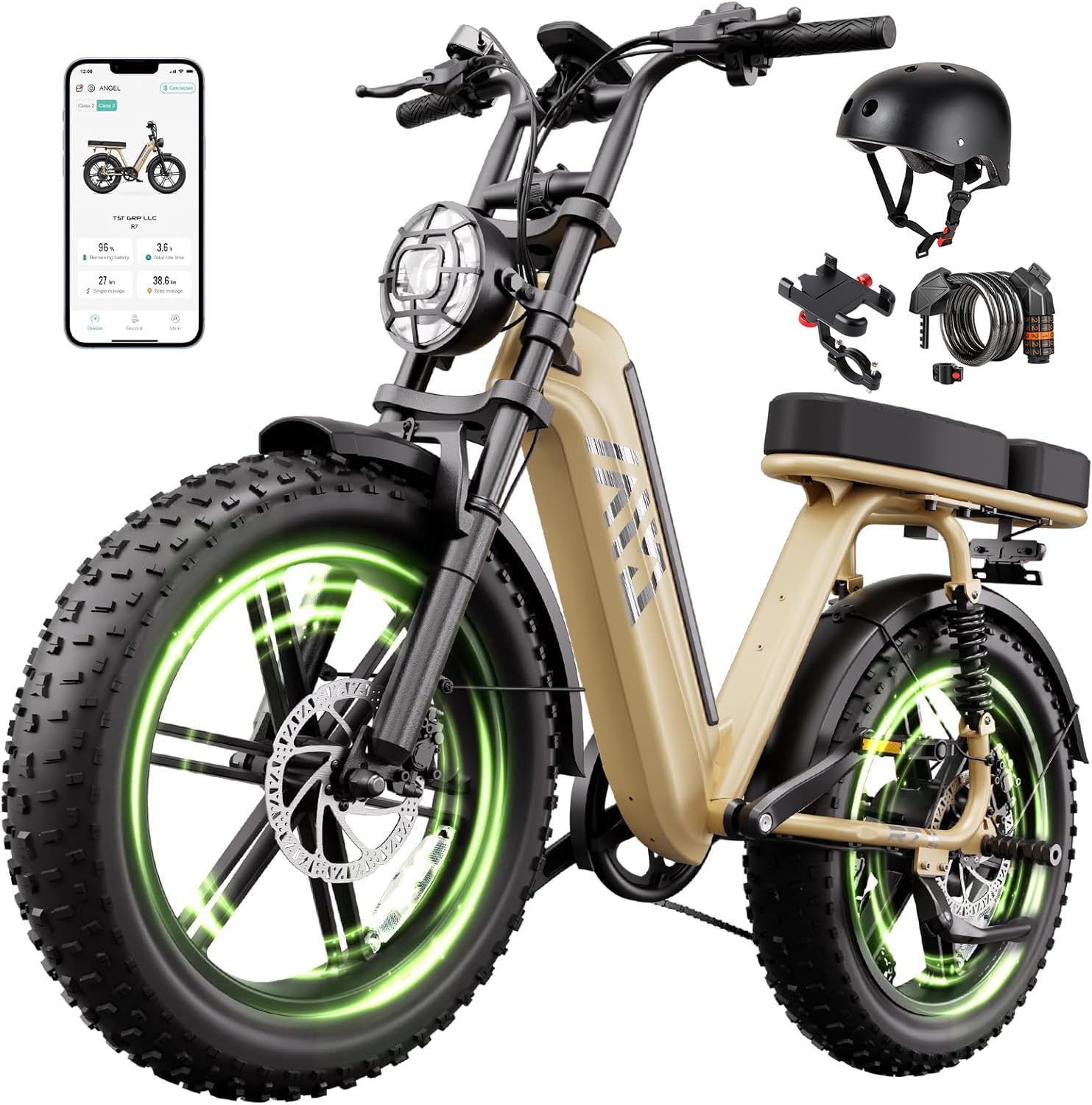 TST Electric Bike for Adults 1500W Peak 20' Fat Tire All-Terrain E-Bike 60 Miles Electric Dirt Bike for Road Sand Mountain Snow - 48V 15AH Battery Powered Electric Motorcycle for Adventure