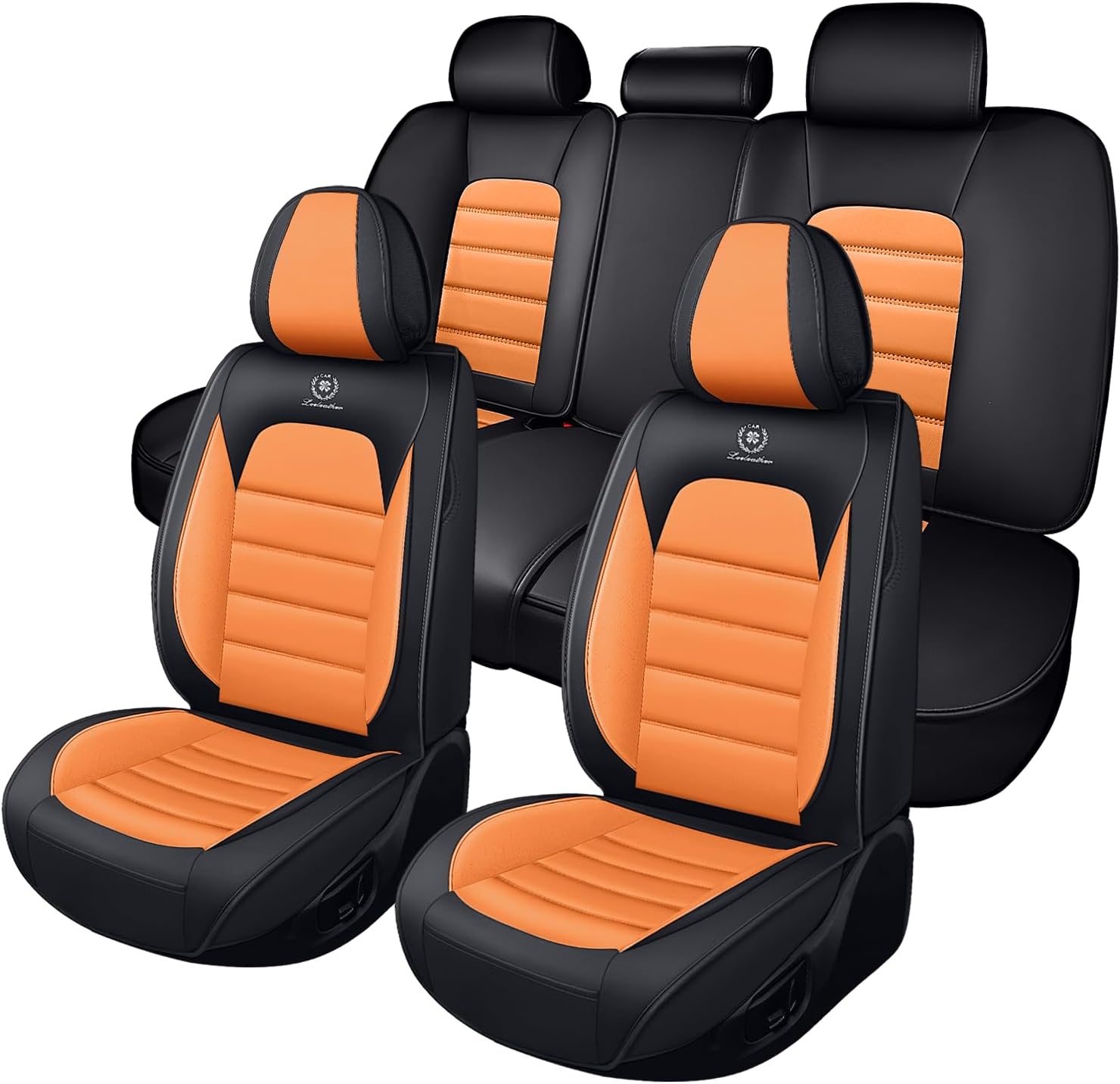 Car Seat Cover Fit for GMC Acadia 2007-2025,Compatible Airbag Non-Slip Waterproof Seat Cover,Car Seat Protector Premium Interior (Standard 5 Seats,Black Orange)