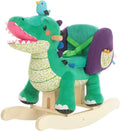 labebe Child Rocking Horse Toy, Stuffed Animal Rocking Horse, Green Crocodile Plush Rocker Toy for Kid 6 Month -3 Years, Wooden Rocking Horse Chair/Rocker/Animal Ride on