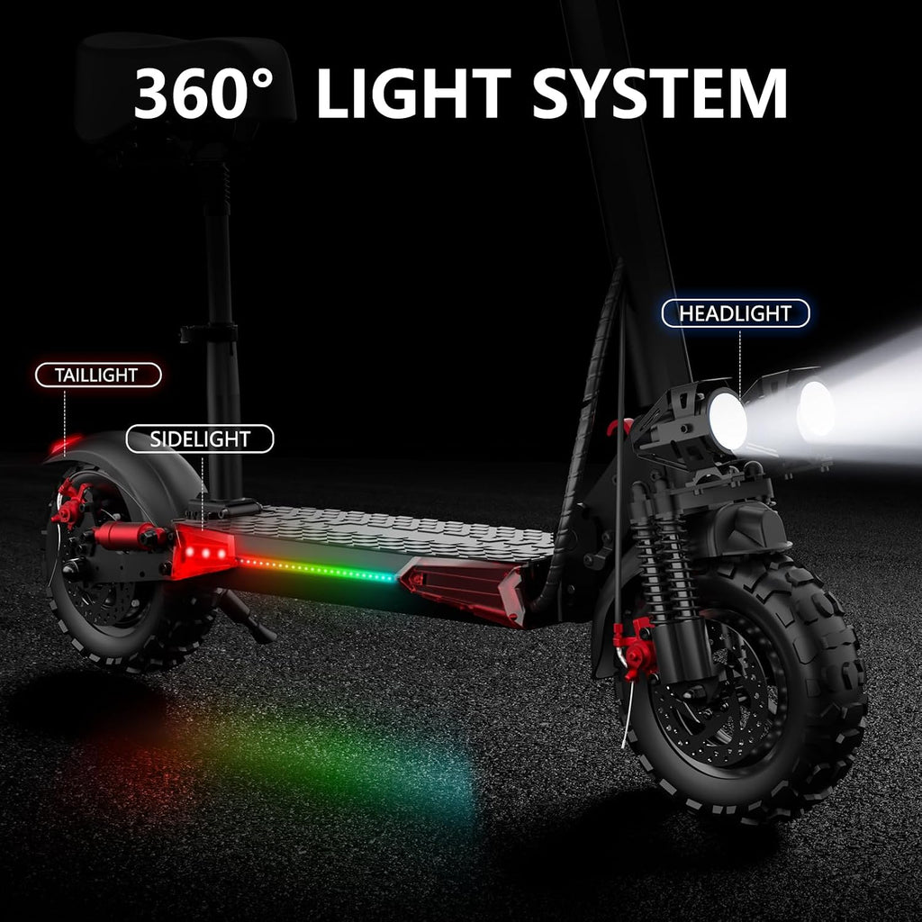 Electric Scooter Adults, 26/37 Miles Long Range, 28/34 Mph Max Speed, 10/11' Off-Road Tires,1200W/1600W Motor, Adjustable Handlebar Height, Dual Braking System,Folding Commuter E Scooter