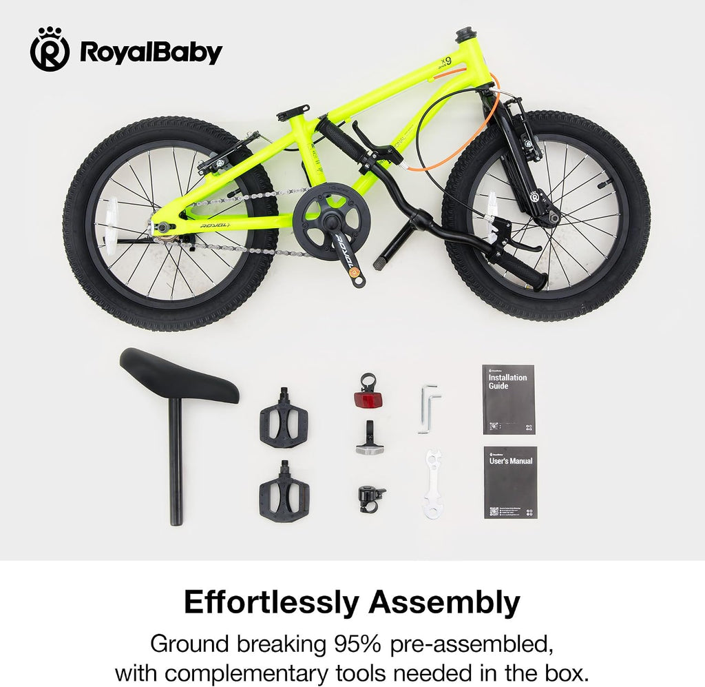 RoyalBaby Kids Bike, Lightweight Aluminum 16 18 Inch Wheel Bicycle Boys Girls Ages 4-9 Years, Multiple Colors