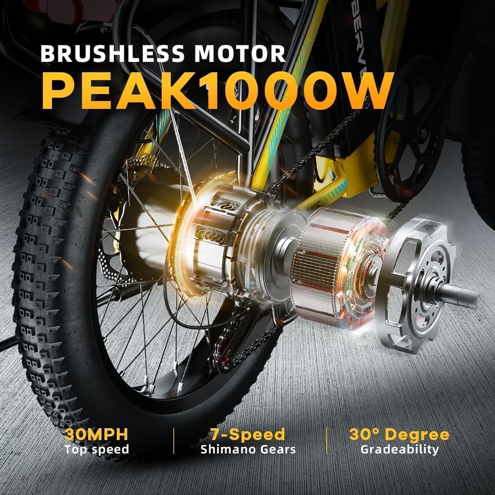 Cybervelo 1000W Folding Electric Bike,48V 20.8AH Removable Battery EBike,30+MPH,80 Miles Max Range Electric Bike for Adults, 20' Fat Tire Foldable ebike, Adult Electric Bikes for Commute All Terrain