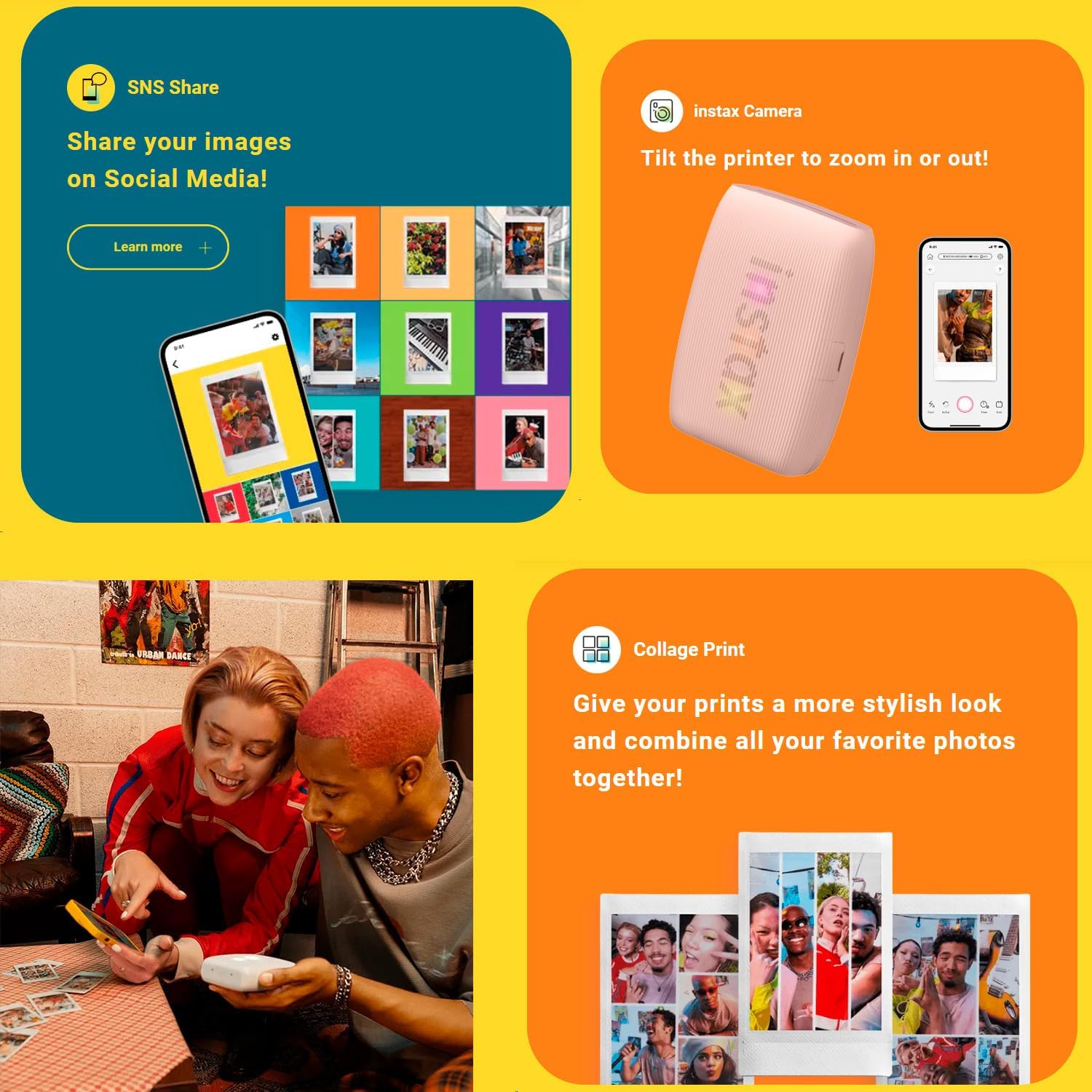 Fujifilm Instax Mini Link 3 Compact Smartphone Printer with Instax AiR Studio App (Rose Pink) Bundle with Focus Camera Polaroid Film Kit and Fujifilm Instax Mini Twin Film Pack (3 Items)