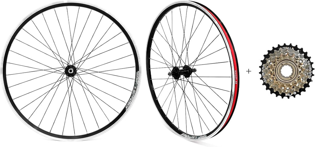 26' Mountain Bike Wheelset, Quick Release MTB Bicycle Double Wall Rims MTB Wheel Set, Ultralight Aluminum Alloy 32H Bike Wheels Compatible MF-TZ500-6/7 Speed Freewheel