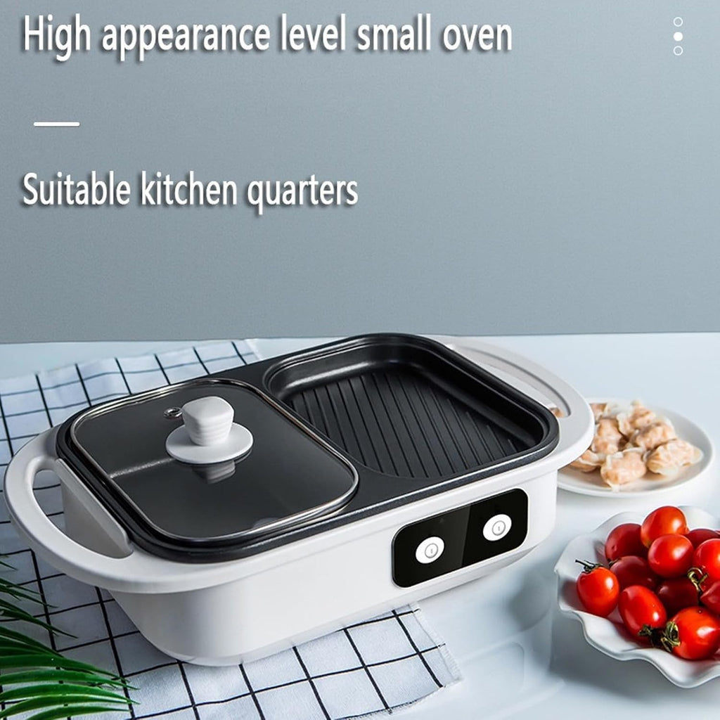 Indoor Non-Stick Electric Pot and Griddle, Barbecue Pan Hotpot With Divider, Independent Dual Temperature Control, for Korean BBQ, Steaks, Shabu Shabu and Noodles at Family Dinners