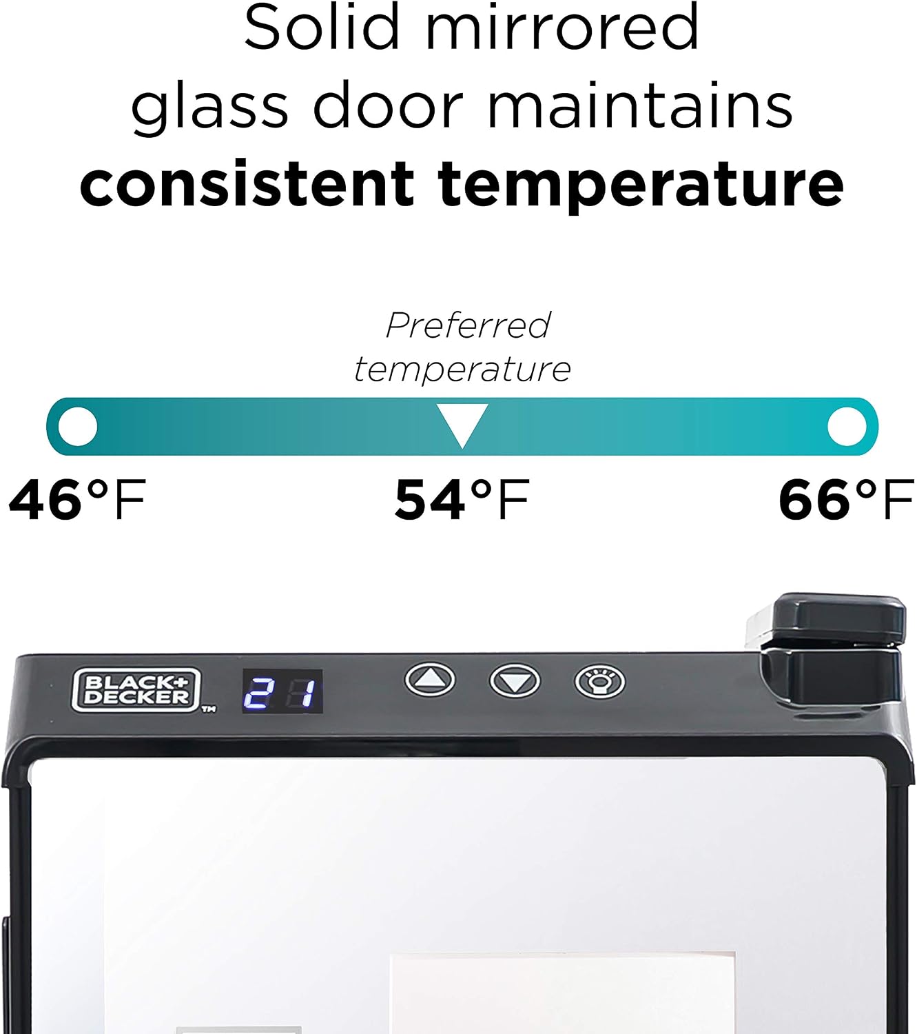 BLACK+DECKER Wine Cooler 8 Bottle,Wine Fridge Thermoelectric with Mirrored Front,Freestanding Wine Cooler Refrigerator &LED Display,BD60326