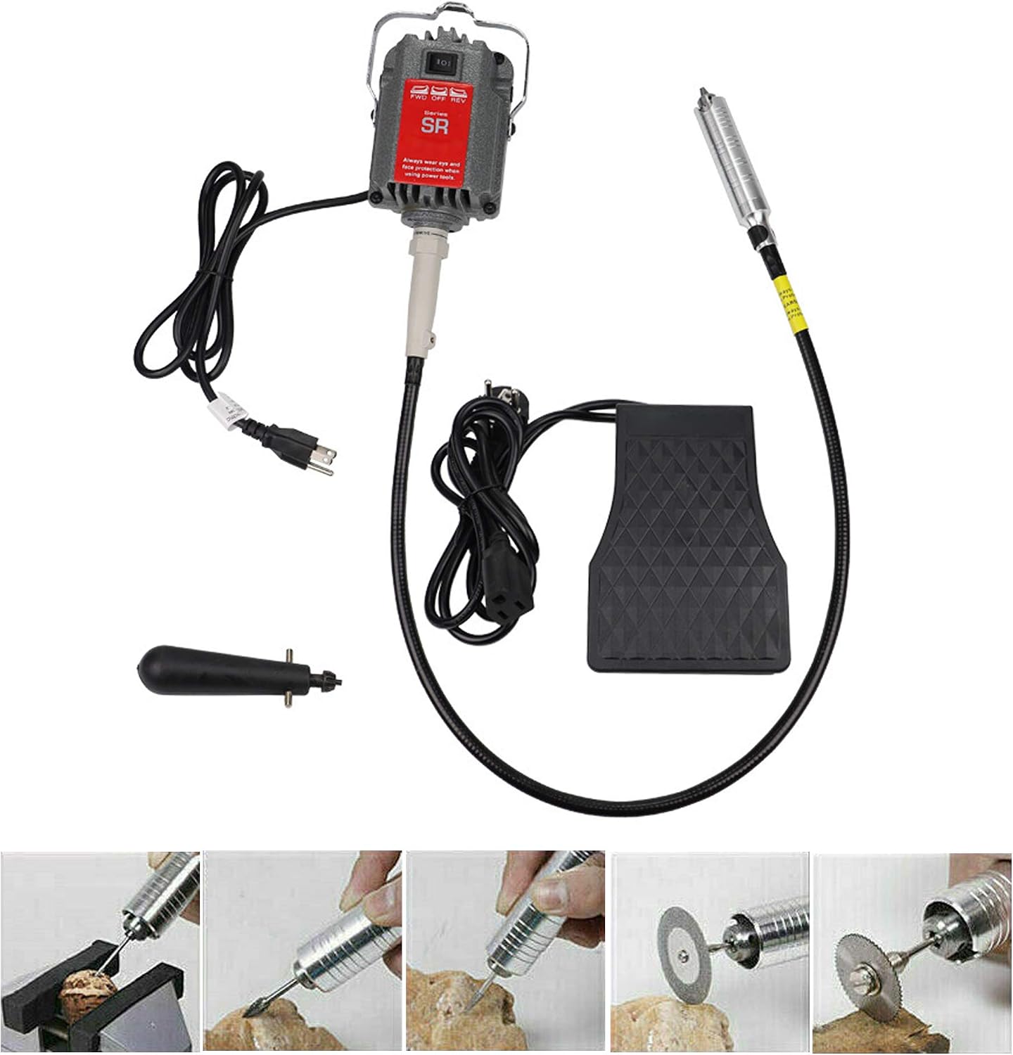 YUEWO SR 220V/110V Mill Motor with Flexible Shaft Grinder Polishing Motor Jewelry Tool Equipment for Engraving Polishing Drilling Cutting
