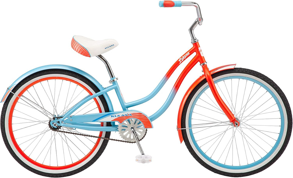 Kulana Lakona Shore, Tide or Wave Cruiser Bike, 20, 24 or 26 Inch Bike for Adults and Youth, 7 or Single Speed Beach Cruiser Bicycle, Rear Coaster Brake, Extra Wide, Cushioned Seat, Fenders