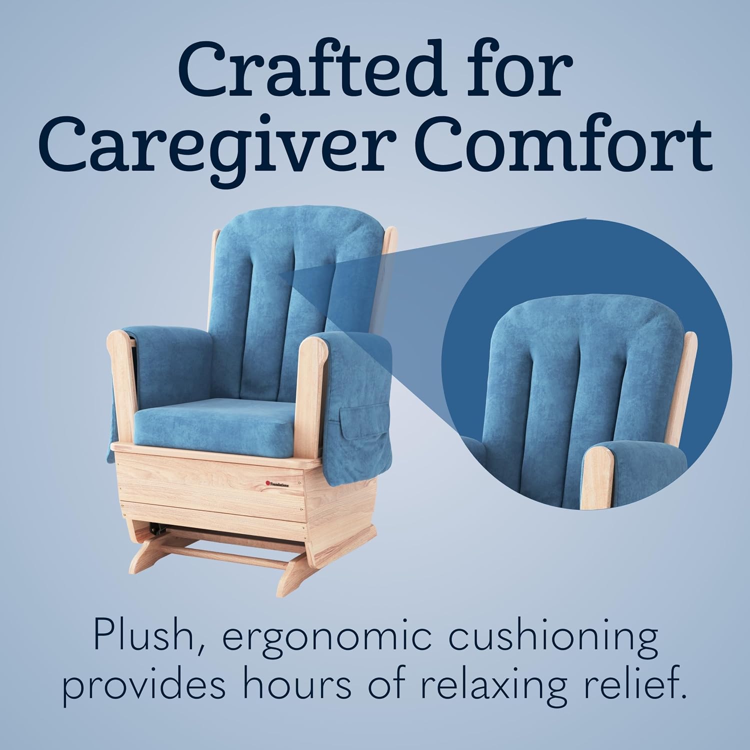 Foundations SafeRocker Glider, Blue Microfiber Cushion, 2-Pack