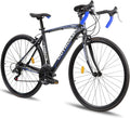 700C Wheel 21/14 Speed Road Bike with Light Weight Aluminum Alloy Frame, Commuter Bicycle with Dual Disc Brakes for Men and Women, Adult Faster Racing Bike, Red/Blue