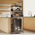 COCOLUCKY 4-Tier Mini Fridge Stand with Storage, Microwave Stand,Multi-Functional Mini Fridge Shelf Cabinet,Baker Rack Organizer for Dorm, Apartment,Small Kitchen,Office,Living Room(Black Wood Grain)