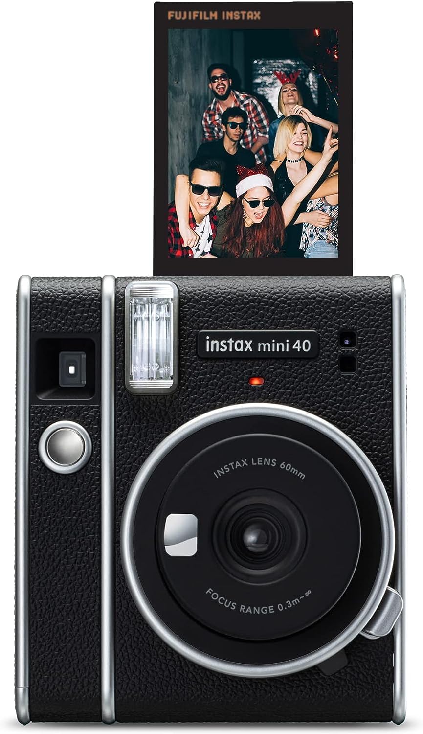 Fujifilm Instax Mini 40 Instant Camera Vintage Black Look, Camera for Kids, Wedding, Birthday Or Any Occasion