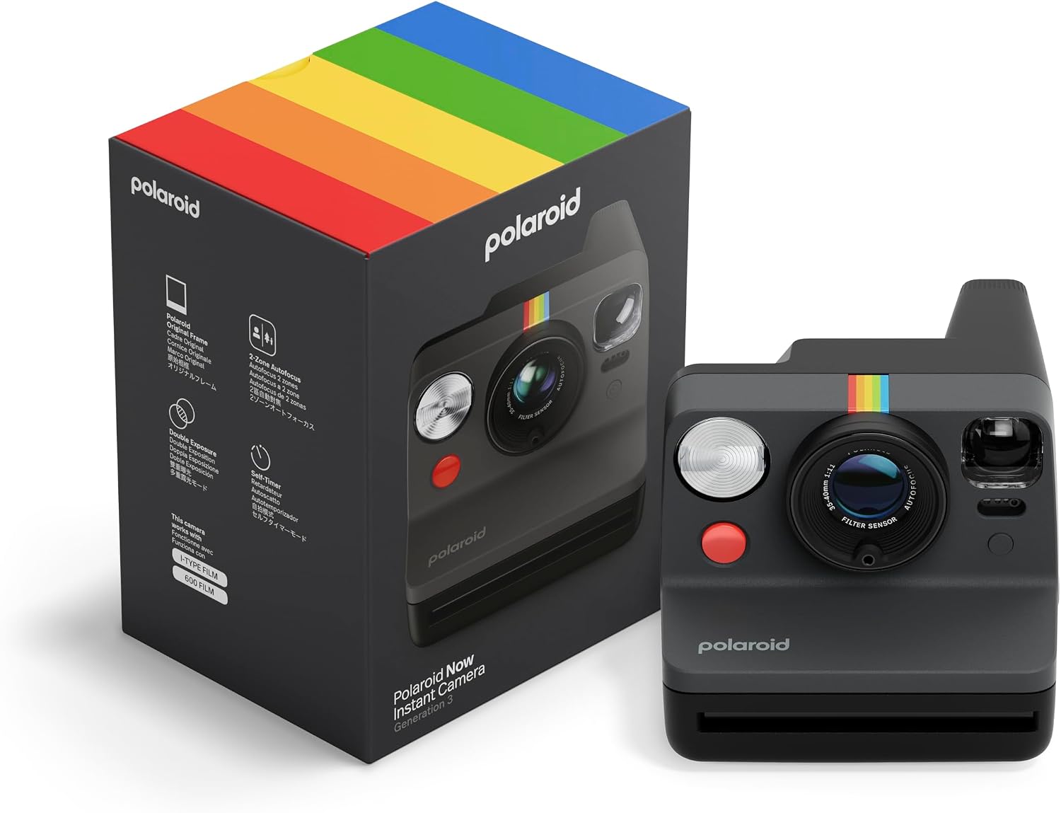 Polaroid Now 3rd Generation I-Type Instant Film Camera - Black - Camera Only No Film (9154)