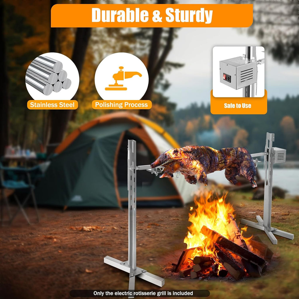53 inch Electric Rotisserie Grill Kit Large Spit Roaster Rotisserie Chicken Electric BBQ Grill, for Outdoor Camping Party