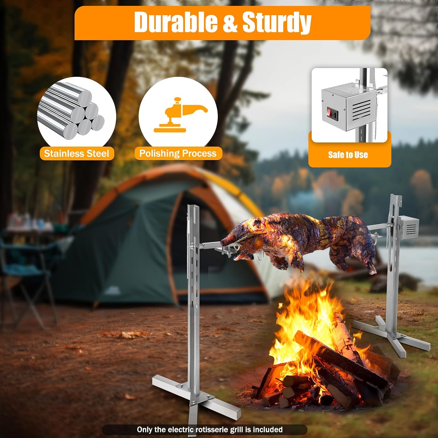 Universal BBQ Grill,Stainless Steel Electric Grill with 360-Degree Rotation Design,88.18 Lbs Load-Bearing Capacity,110V for Grilling Fish, Chicken, Lamb