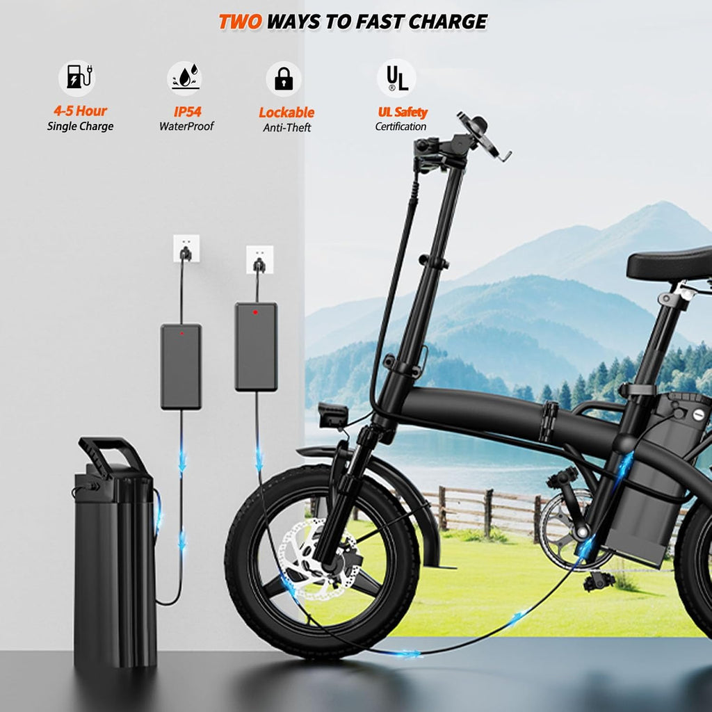 Folding Electric Bike for Adults, 500W Motor, 23MPH Max Speed 14' Ebike, 48V 12AH Removable Battery, 35 Miles PAS Range, Mini E Bikes UL2849 Certified, Commuting Electric Bicycle for Adults & Teens
