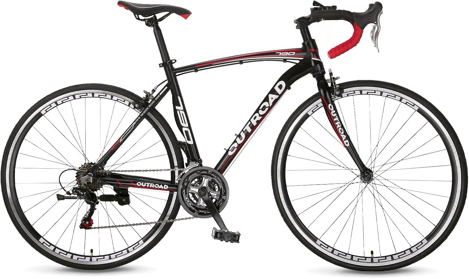 700C Wheel 21/14 Speed Road Bike with Light Weight Aluminum Alloy Frame, Commuter Bicycle with Dual Disc Brakes for Men and Women, Adult Faster Racing Bike, Red/Blue
