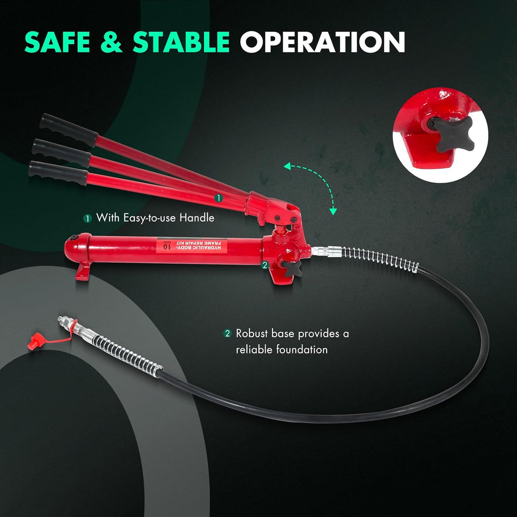Heavy Duty 10 Ton Porta Power Hydraulic Jack Body Frame Repair Kits Auto Shop Tool Lift for Ram for Loadhandler Truck Bed Unloader Farm/Hydraulic Equipment Construction