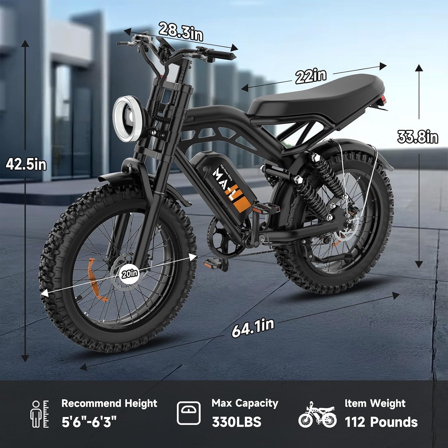 HiKeep Electric Bike for Adults - 20 x 4 Inch Fat Tire Ebike, 750W/Peak 1500W Motor Ebike, 48V15.6AH, 4 Riding Modes Electric Dirt Bike, 7 Speed Electric Motorcycle, Safety Tested to UL 2849