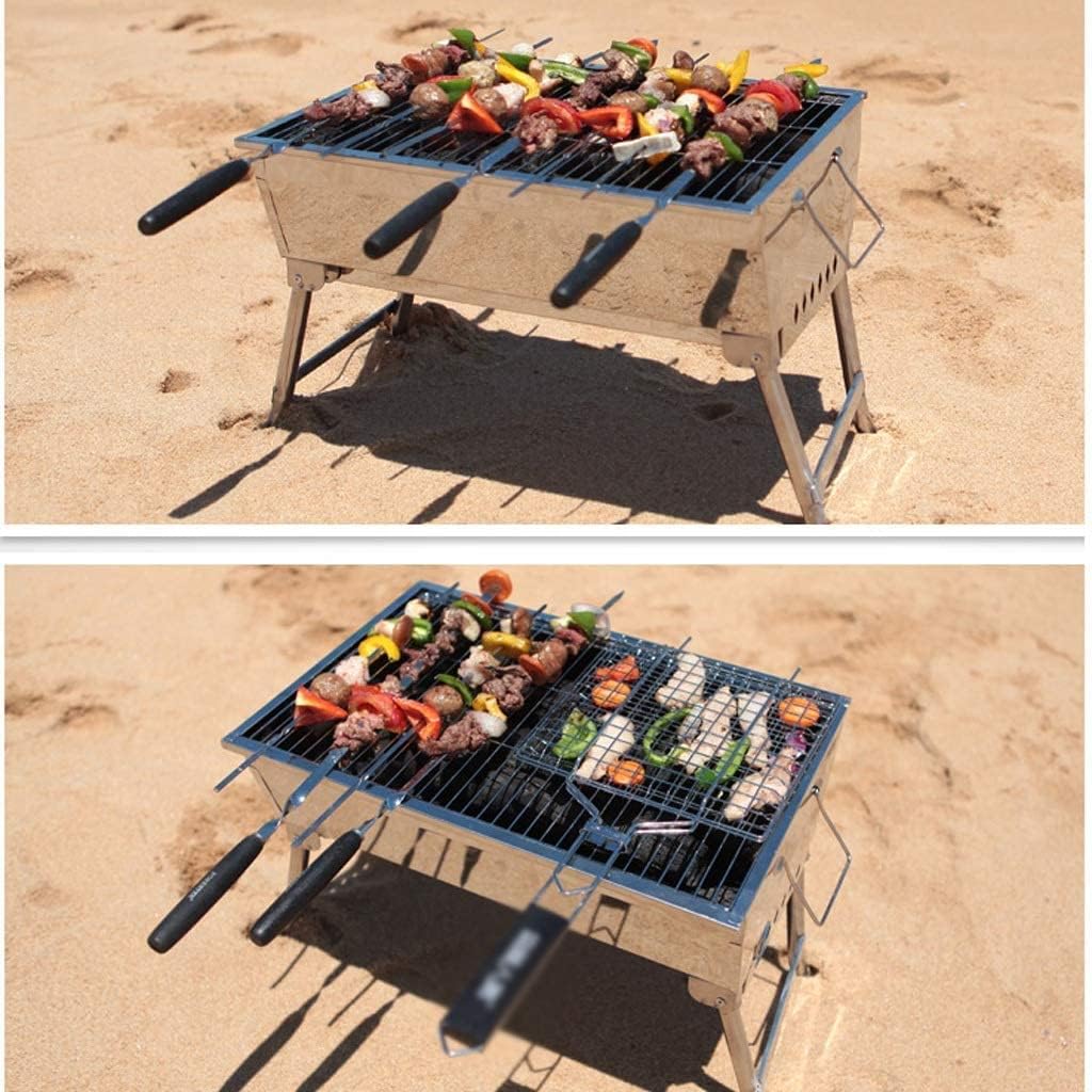 IRYZE Portable Charcoal Grill Portable Stainless Steel Folding Grill Fold Barbecue Charcoal Grill Stove Shish Kebab BBQ Patio Camping BBQ Grill for Outdoor