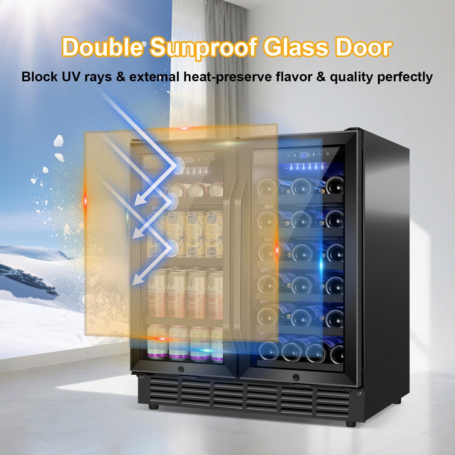 Velivi 30 Inch Wine and Beverage Refrigerator Black- Dual Zone Beverage Fridge Under Counter/Freestanding Drink and Beer Fridge Built-In Home Kitchen Bar or Office