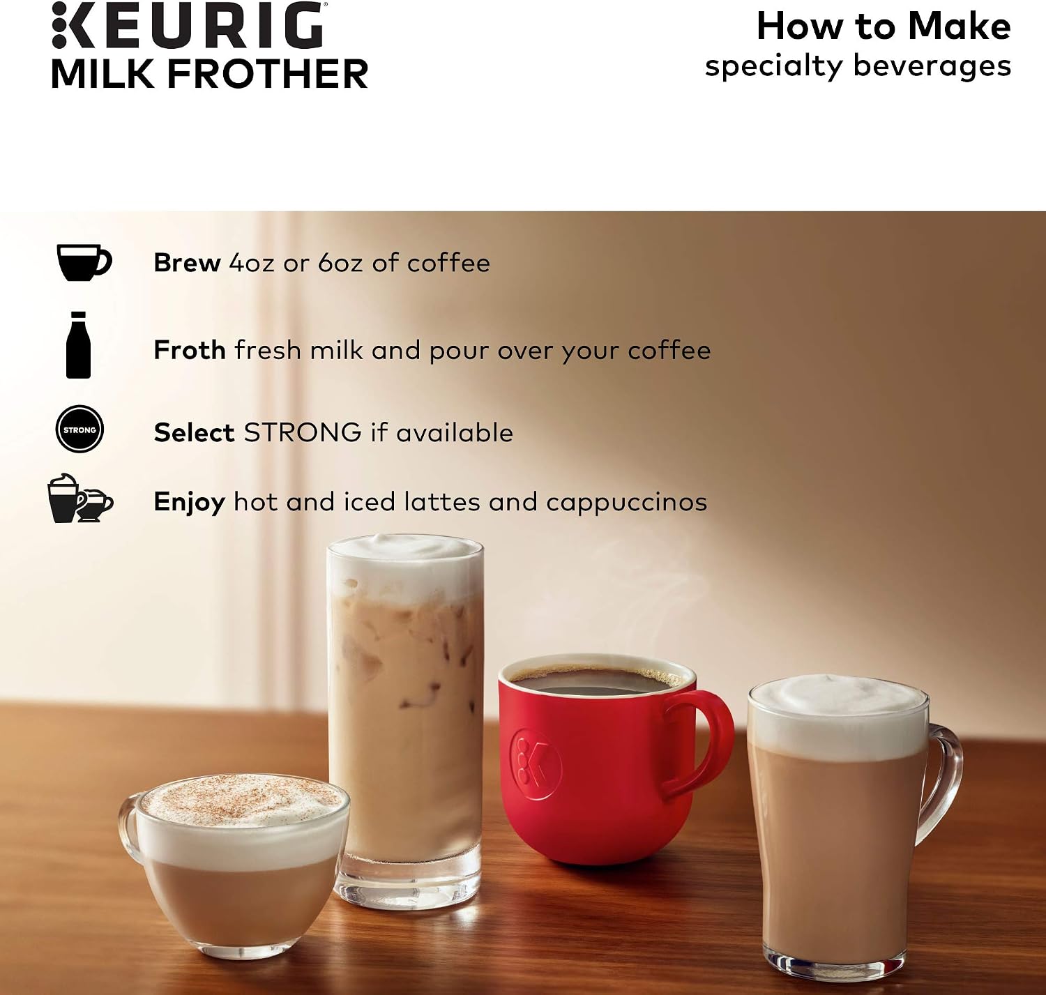 Keurig K-Supreme Plus SMART Single Serve Coffee Maker Milk Frother for Hot and Cold Milk Foam