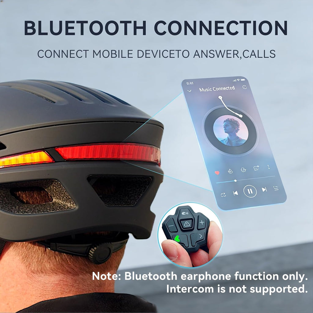 Bike Helmet with Bluetooth, Smart Bike Helmet for Adults Men Women with Built-in Speakers, Auto Brake Blinker, Front and Rear LED Turn Signals Remote Control, Smart Cycling Helmet.
