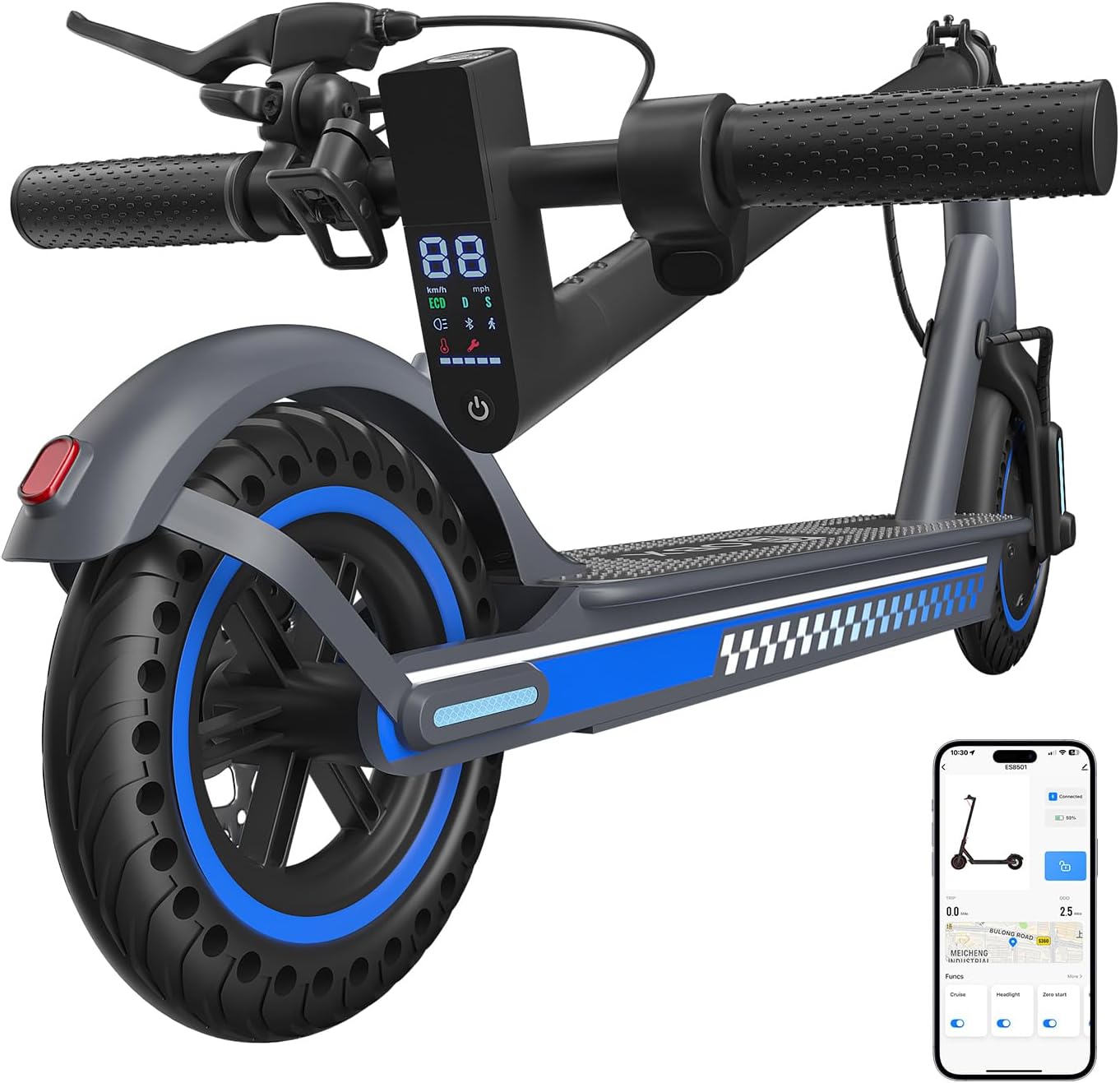 Electric Scooter Adult 350W/500W Motor, Top Speed 19/22 mph, Max 18/22 Miles Ranges, Foldable E Scooters for Adults with Cruise Control APP Control Double Braking for Commuting