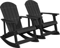 YEFU Outdoor Rocking Chair Set of 2,Adirondack Rocking Chair,Patio Rocker Chair with Wide Back,Oversized Rocker Chair Look Like Real Wood, for Lawn, Porch, Backyard, Indoor and Garden(Black)