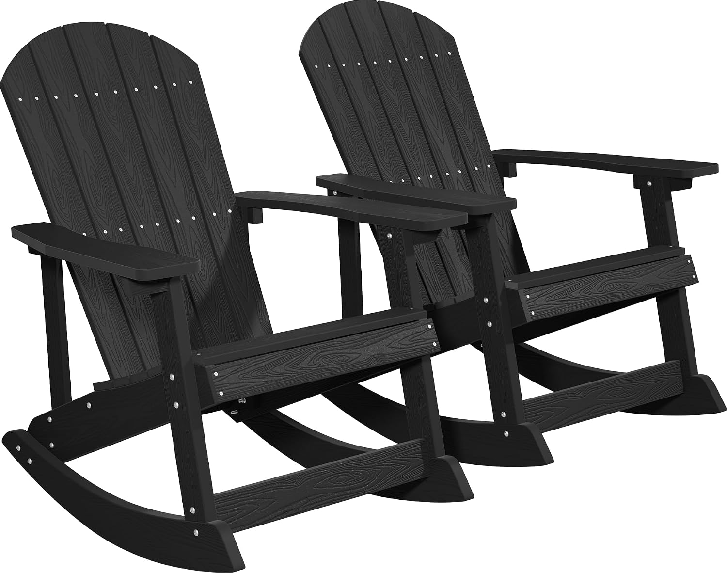 YEFU Outdoor Rocking Chair Set of 2,Adirondack Rocking Chair,Patio Rocker Chair with Wide Back,Oversized Rocker Chair Look Like Real Wood, for Lawn, Porch, Backyard, Indoor and Garden(Black)