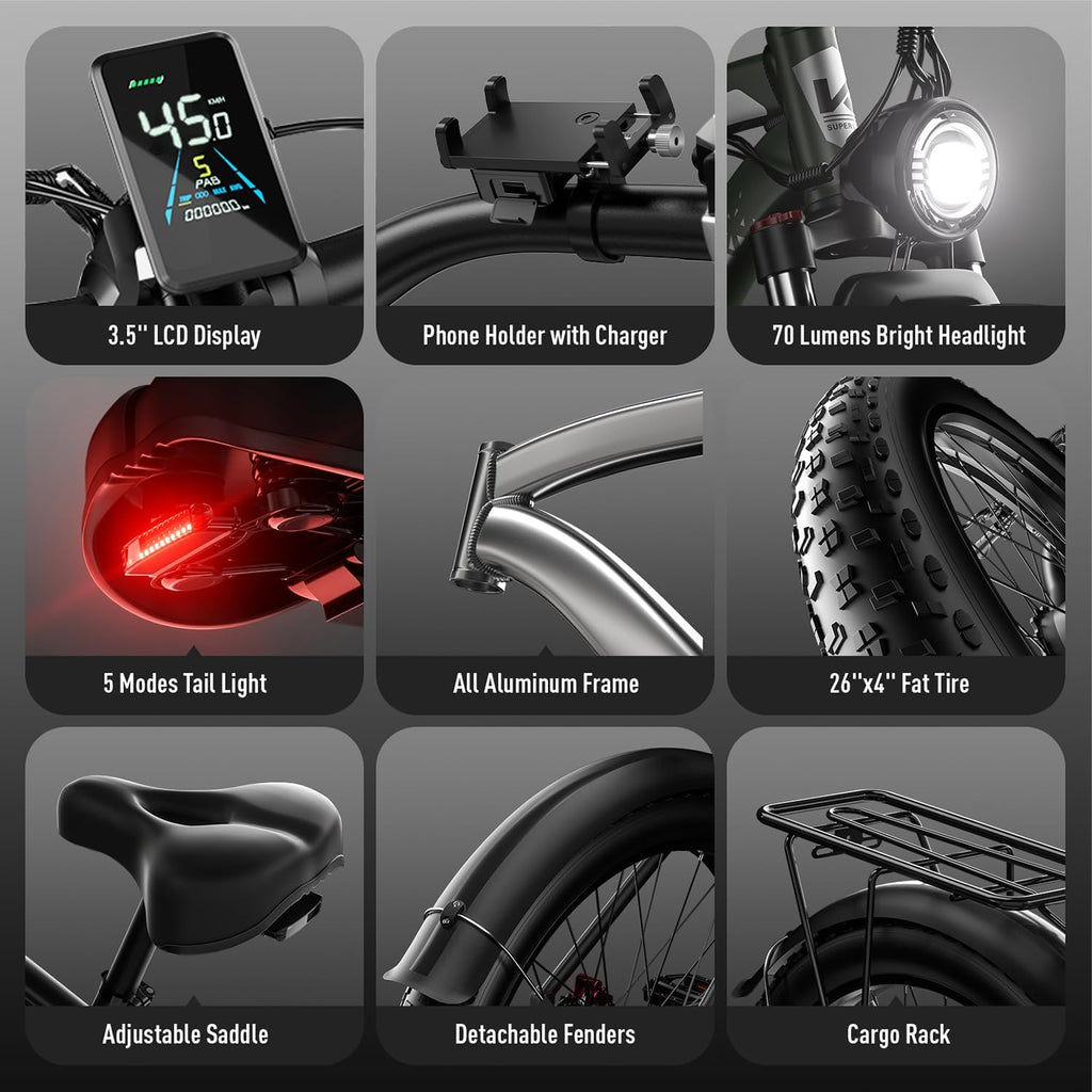 E Bikes for Adults Electric,51 MPH Fast Ebike Peak 6000W 36AH 52V 130 Miles Max, Dual Motor Electric Bike Fat Tire E Bike for Men, 26' Electric Bicycle for Snow Off-Road, Hydraulic Brakes, 7 Speed