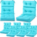 Geelin 8 Pcs High Back Patio Chair Cushion Indoor Outdoor Seat Chair Cushions Back Tufted Patio Rocking Pads Weather Replacement for Furniture (Blue)