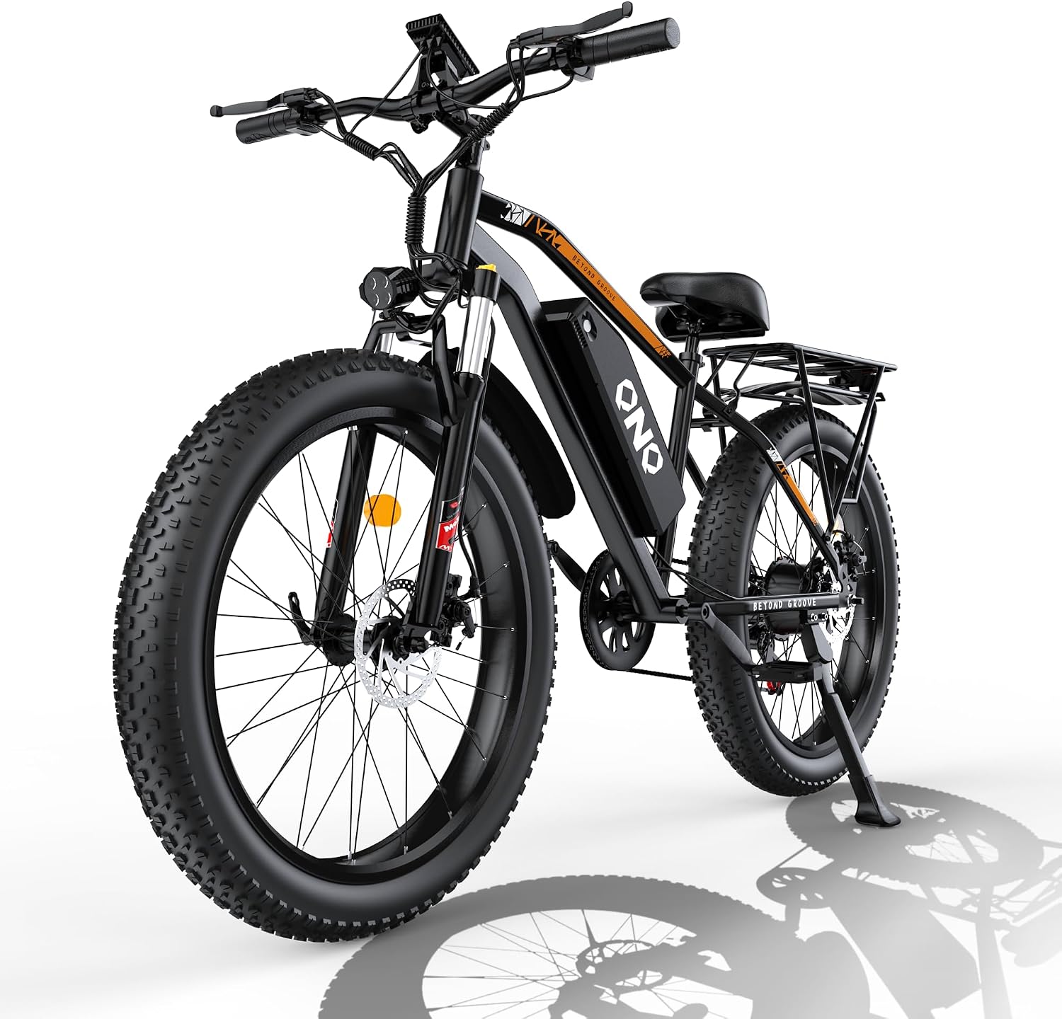 QnQ Electric Bike for Adults, 26' Commuter Ebikes, 2000W Peak Motor - 48V 15Ah Fast Mountain Bike, 7-Speed Gears, 34MPH & 60 Miles Long Range, Lockable Suspension Fork, Lightweight Mountain Bicycles
