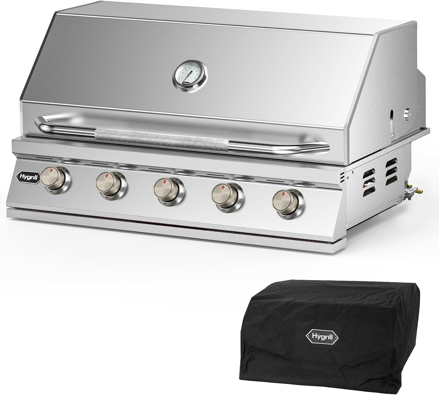 Hygrill STD Series 40-Inch Built In Grill, Stainless Steel 5-Burner Grill Head for Outdoor Kitchen, Natural Gas